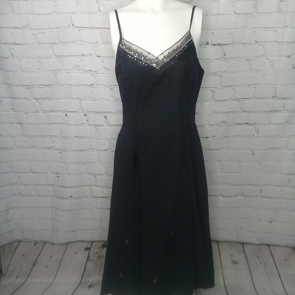 Morbid Thread Black Full Skirt Tank Sequin Goth Whimsygoth Dress Y2k Sz Medium